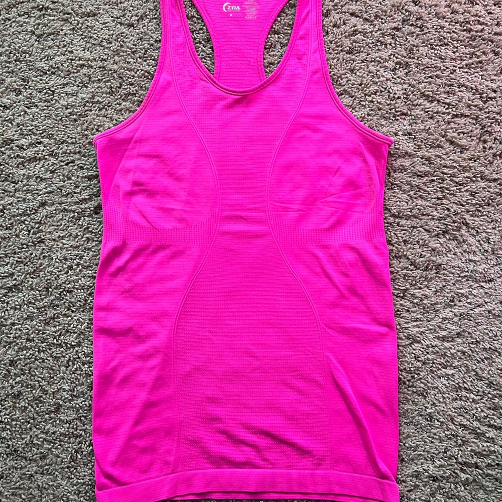 ZYIA Hot Pink Tank with Navy Leggings and Pink Speckle - Picture 4 of 6